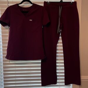Figs Scrubs Set - Burgundy (Small)